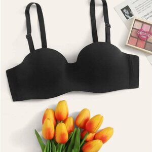 Ladies Plain Solid Color Demi Gentle PUSH UP Bra Adjustible straps Black 36B NWT